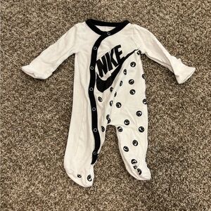 Nike White and Black Footed One Piece with Polka Dots